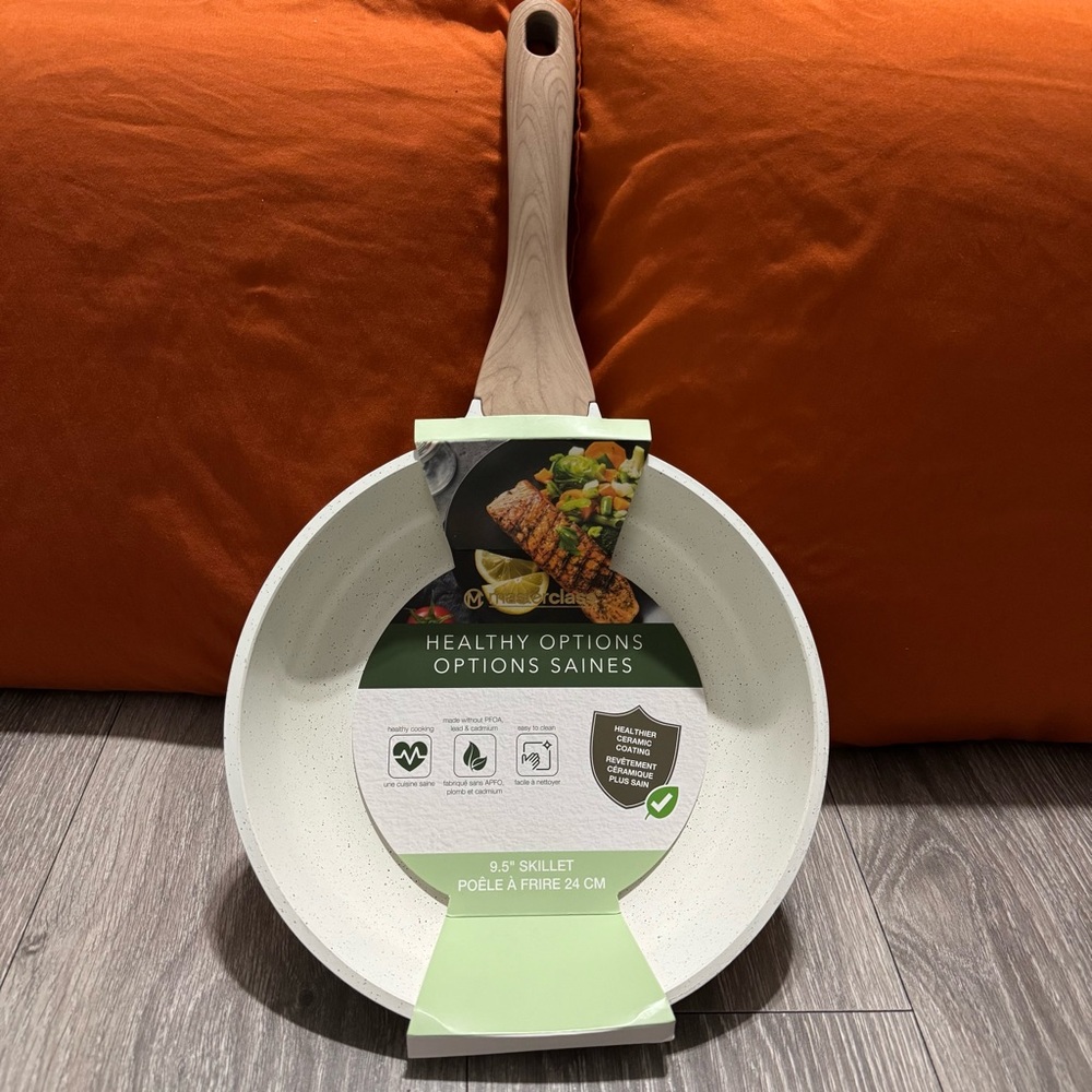 Masterclass Healthy Options  9.5" Frying Pan Skillet Non Stick Ceramic Ivory New